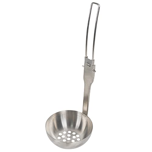 BOLOUY Stainless Steel Soup Ladle/Colander Camping Cutlery Portable Foldable Outdoors Camping Spoon for Outdoors,Travel