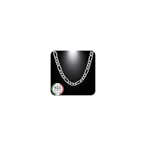 Collier en argent 925 fabriqué en Italie maillon Figaro 7 mm pour homme et femme