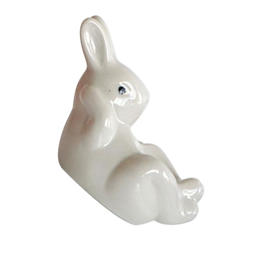 GRIRIW Rabbit Shape Ceramic Egg Cup Minimalist Desktop Egg Holder for Easter Decor