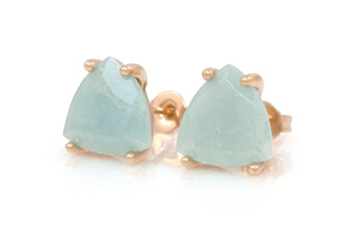 Boucles d'oreilles aiguemarine or rose légères pour éviter les irritations aux oreilles sensibles
