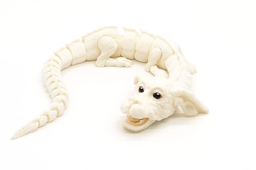 Genérico Bewegliche Figur, weißer Glücksdrache, 45 cm, bewegliche Drachenfigur, Spielzeug für Sammler, Dekoration und originelles Geschenk, Lucky Dragon flexibel, Falkor, Fujur
