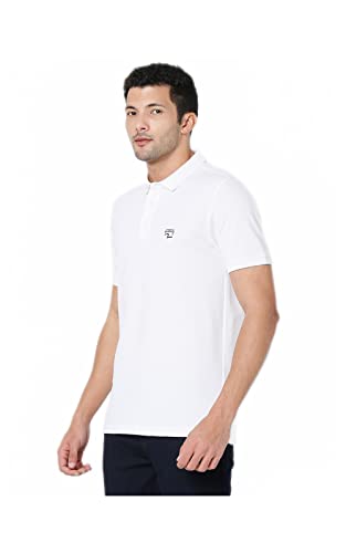Image of Spykar Men's Slim Fit Polo Neck Half Sleeve Solid Casual T-Shirt