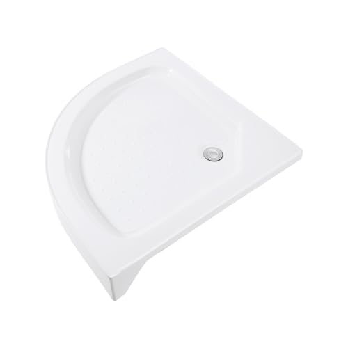 Plato de ducha ovalado, 80 x 80 x 14 cm, antideslizante, de acrílico, para apartamentos, hoteles, cabina de ducha