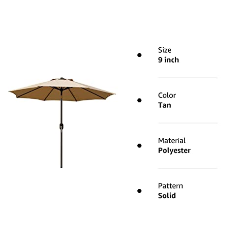 Blissun 9' Patio Umbrella Aluminum Manual Push Button Tilt and Crank