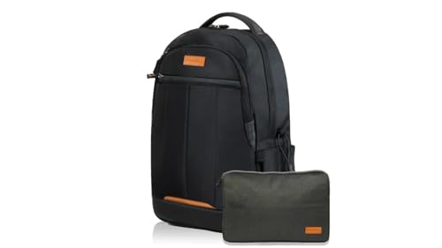 Image of hoi polloi Premium Laptop Backpack for Men & Women, 15.6 inch Office Laptop Bag with Separate iPad Pocket upto 11 inch, 27.6L Capacity, Water Resistant Polyester with Free Laptop Sleeve (Black, HPXL0002 SL1)