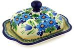 Polmedia Polish Pottery Butter Dish UNIKAT - Evangeline Pattern Handmade in Boleslawiec Poland + Certificate of Authenticity
