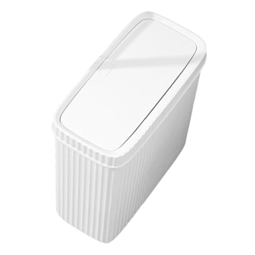 OKUMEYR Slim Bathroom Trash Can Press The Trash Can Plastic Waste Bucket Simple Design Narrow Slit Garbage Bin