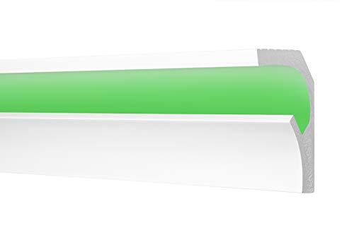 Cosca LED Stuckleisten aus Ecopolymer - Wand & Deckenleisten indirekte Beleuchtung, extrem resistent - (CK25-2 Meter) Zuhause Raum Zimmer Gestaltung