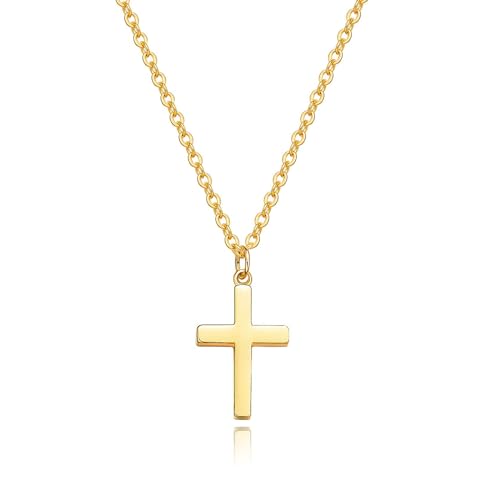 Kryzalite kvinnor kors halsband, med presentförpackning halsband kors hänge halsband kvinnor enkelt och vackert halsband, L, Guld