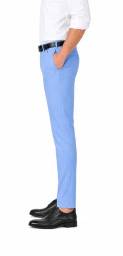 Image of Men's Trouser Slim Fit Solid Pants (30, Sky Blue)