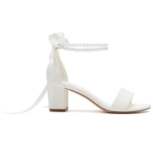 Pearl Wedding Shoes Open Toe Block Heel Wedding Sandals Chunky Heel Bridal Shoes4