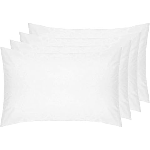 Sleep and Beyond Pure Cotton Envelope Closure Standard Housewife Pillow Cases 4 Pack (White) Cover