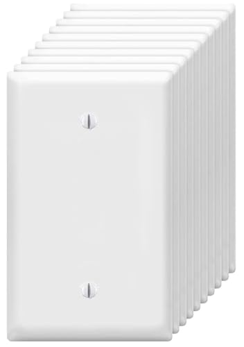 Image of Blank Wall Plates 1-Gang blank Switch Outlet Electrical Cover Plate Unbreakable Thermoplastic Faceplate for Light Receptacle Outlet Switch, White (10 Pack)