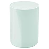 mDesign Cubo de basura con tapa basculante para baño o cocina – Papelera redonda de plástico – Contenedor de residuos compacto para interior – verde menta