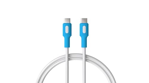 Type-C - Type-C Power Delivery hızlı şarj kablosu, beyaz, beyaz/mavi uçlar, 150 cm