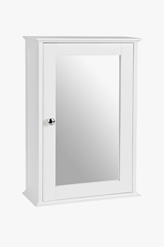 raxter Bathroom Wall Cabinet with Mirror Door, White, Single Door Storage Cupboard with Adjustable Shelves, 35W x 55H x 21D cm - Cosy Home Interiors raxter Bathroom Wall Cabinet with Mirror Door, White, Single Door Storage Cupboard with Adjustable Shelves, 35W x 55H x 21D cm