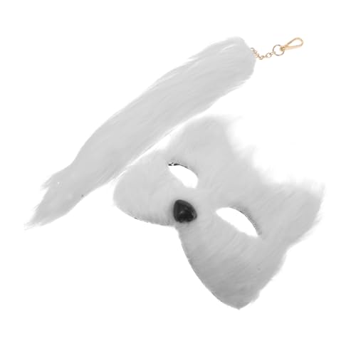 Costume de Renard Masque et Queue Accessoire Cosplay Halloween Blanc