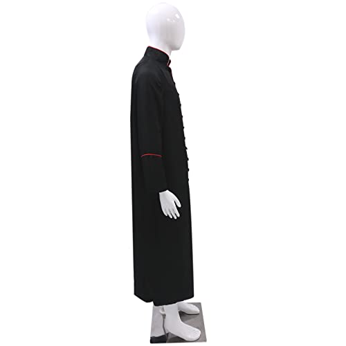 Men's Cassock Choir Cassock Church Robe Minister Robe Clergy Pulpit Liturgical Black Handmade3