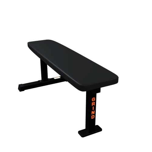 Grind Fitness 3 Post Utility Flat Weight Bench Exercise Workout Bench Basics Pressing Strength Training Grippy Black Vinyl Top Home Garage Gym Full Body Indoor #TOP1