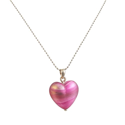 Coeur rose fait main en verre de Murano collier argent sterling femme 45cm