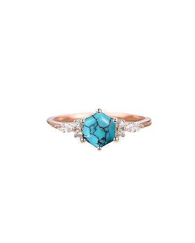 Natural Turquoise Rings 925 Sterling Silver 10K 14K 18K Turquoise Engagement Ring for Women White Gold Yellow Gold Rose Gold Turquoise and Moissanite Engagement Rings for Women Free Engraving