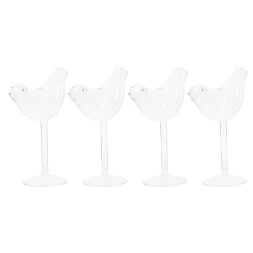 HEMOTON Juego de 4 vasos de cóctel en forma de pájaro copas de champán individualidad copa de jugo de tallo largo copa de vino tostadas para bar cocina fiesta de 150 ml