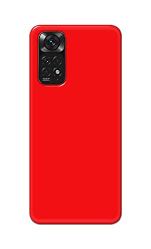 Image of Printed Hard Back Cover Case for Mi Redmi Note 11 4G Back Cover (Plain Red) -1803