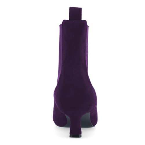 Milooey shoes Women's Kitten Low Heel Ankle Boots Pointed Toe Short Booties Elastic Chelsea Booties Pull On Comfortable Warm Dress Fashion Shoes Size 4-16 Us3