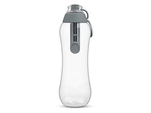 PearlCo - Trinkflasche mit Filter 0,5 Liter (grau) | Wasserflasche BPA-Frei | Schule, Sport, Wasser, Unterwegs Cover