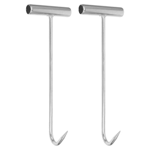 SOLUSTRE 2pcs Heavy Duty Manhole Cover Handle Hook Tool for Lifting T-Shaped Metal Hook