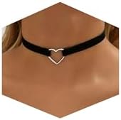 Fesciory Black Necklaces for Women, Adjustable Layered Velvet Leather Lace Collar Necklace, Goth Jewelry Gifts. (Heart)