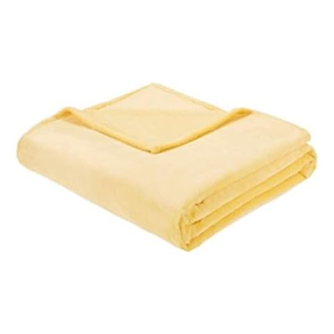Intelligent Design Microlight Plush Luxury, Oversized Throw Blanket, Premium All Season Cover for Bed, Couch, Full/Queen, Yellow Cover
