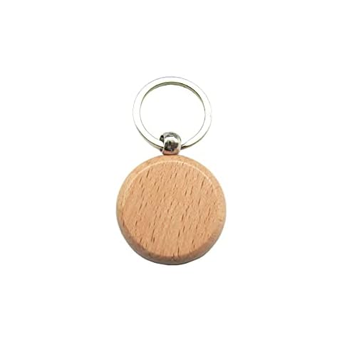BTYONON 10 Pcs Blank Wooden Key Chain Unfinished Wood Key Chain Tags Key Ring for Craft Supplies Cover
