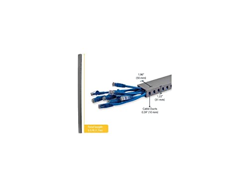 StarTech 5.6 pies Gestión de Cables para Rack de Servidor, TAA (AD105X1) | Canaleta Abierta 2in x 1in para Redes y Datos con Cubierta miniatura 2