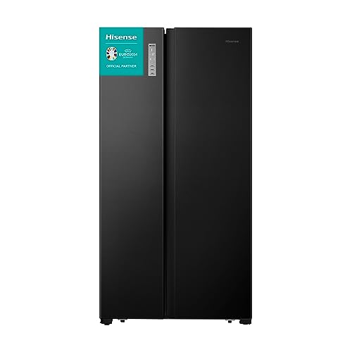 Hisense RS677N4BFD Congelador Side by Side, Compresor Inverter, Portabotellas, 2 FreshZone/compartimiento para verduras/nevera 334 l/congelador 185 l/41 dB/247 kWh/año, Negro