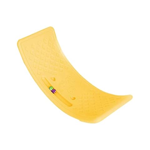 Baoblaze Curved Balance Board Wobble Balance Board Kids Balance Popping Board Workout Balance Board Toddler Seesaw Rocker Core Strength Yoga Equipment for Boys Girls, yellow Cover