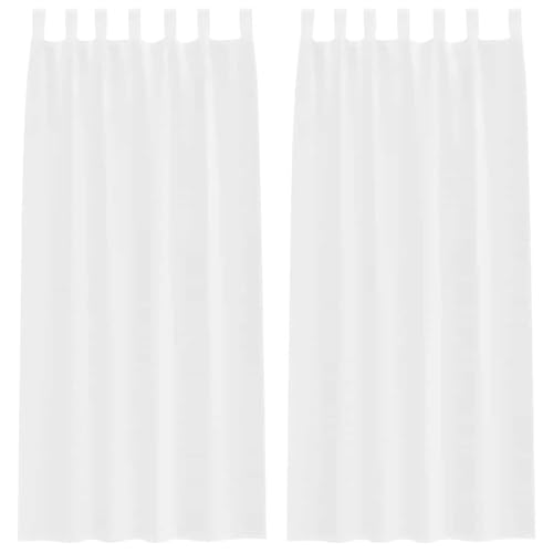 Foknhdi Juego de 2 cortinas de gasa, color blanco, 260 x 140 cm, cortinas transparentes para salón y dormitorio, cortinas translúcidas de poliéster, diseño moderno para interiores