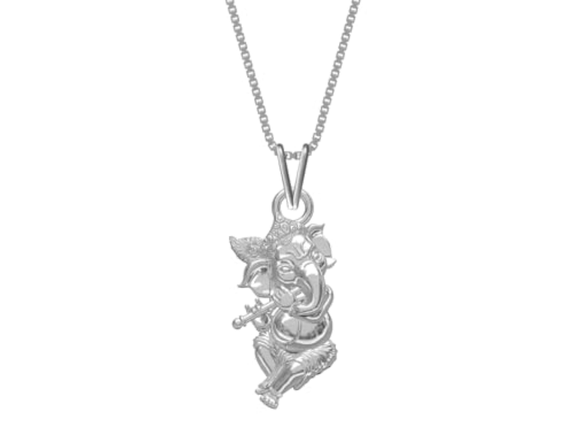 925 Sterling Silver God Ganesh Pendant with Chain, Unisex