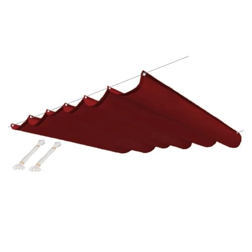 WIGING Retractable Wave Sun Shade Sail, Water Proof Rainproof UV Protection Replacement Cover with Mounting Kit for Pergola Patio Deck Yard Porch(Wine red)