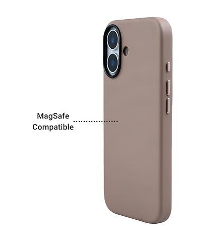 Image of Mag Noble Series Case for iPhone 16 Compatible with MagSafe Wireless Charging | Premium Leather Texture | Shockproof Slim Protective Cover | Desert Titanium Edition