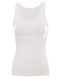 Tank Tops for Women with Built in Shelf Bra Casual Wide Strap Basic Camisole Sleeveless Top for Yoga Daily Wearing (XL, White)