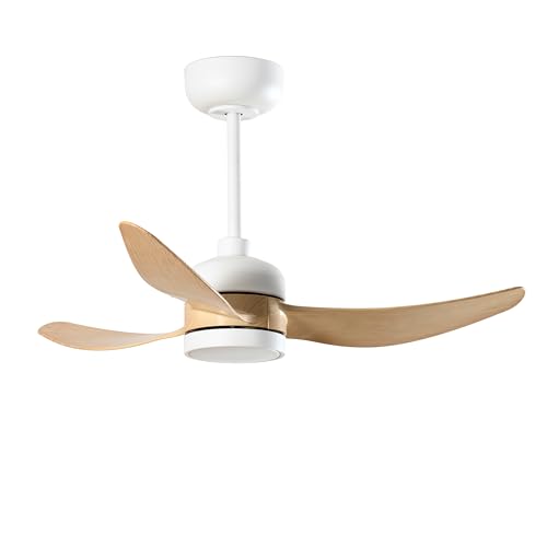 FORLIGHT - Ventilador BAY Acero, PMMA Blanco palas Madera clara, OPAL