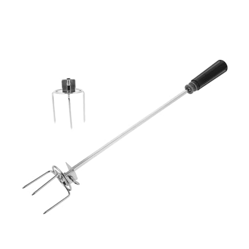 HEMOTON 3 Set forchetta da barbecue torrefazione bastoncini da barbecue spiedo BBQ Skewers Forks forchette rotanti per alimenti forchette per da cucina Acciaio inossidabile Silver