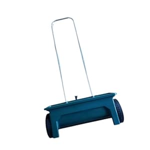 Generic Hand Push Seed Spreader Walk behind Push Drop Spreader, Seed Planter Tool, Garden Seeder for Garden, Compost, 57cmx19cmx108cm, Blue