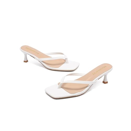 Mindeeryy Kitten Heels for Women Flip Flop Thong Sandals 2.4 Inch White by Mindeeryy - Used condition - Image 6