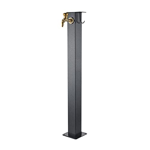 WJFTODAY Colonne d'eau de Jardin carrée en Acier Inoxydable de 95 cm, Colonne d'eau antig, Support de Tuyau d'arrosage avec 2 robinets en Laiton, Fontaine de Colonne de Jardin pour irrigati de Jardin