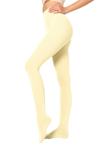 Image of Women's 80 Denier Semi Opaque Tights High Waist Soft Solid Color Footed Pantyhose