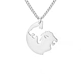 Collana con leone e leonessa, per donne e uomini, con ciondolo a forma di animale, per partner, famiglia, regalo per coppie