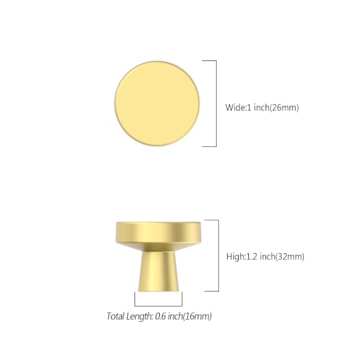 Image of Asidrama 20 Pack Brushed Gold Cabinet Knobs Heavy-Duty Solid Kitchen Cabinet Pulls Gold Dresser Drawer Hardware for Cupboard