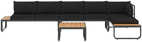 Walnut 4 Piece Garden Sofa Set with Cushions and Coffee Table Outdoor Patio Baclony Furniture Sets Aluminum and WPC